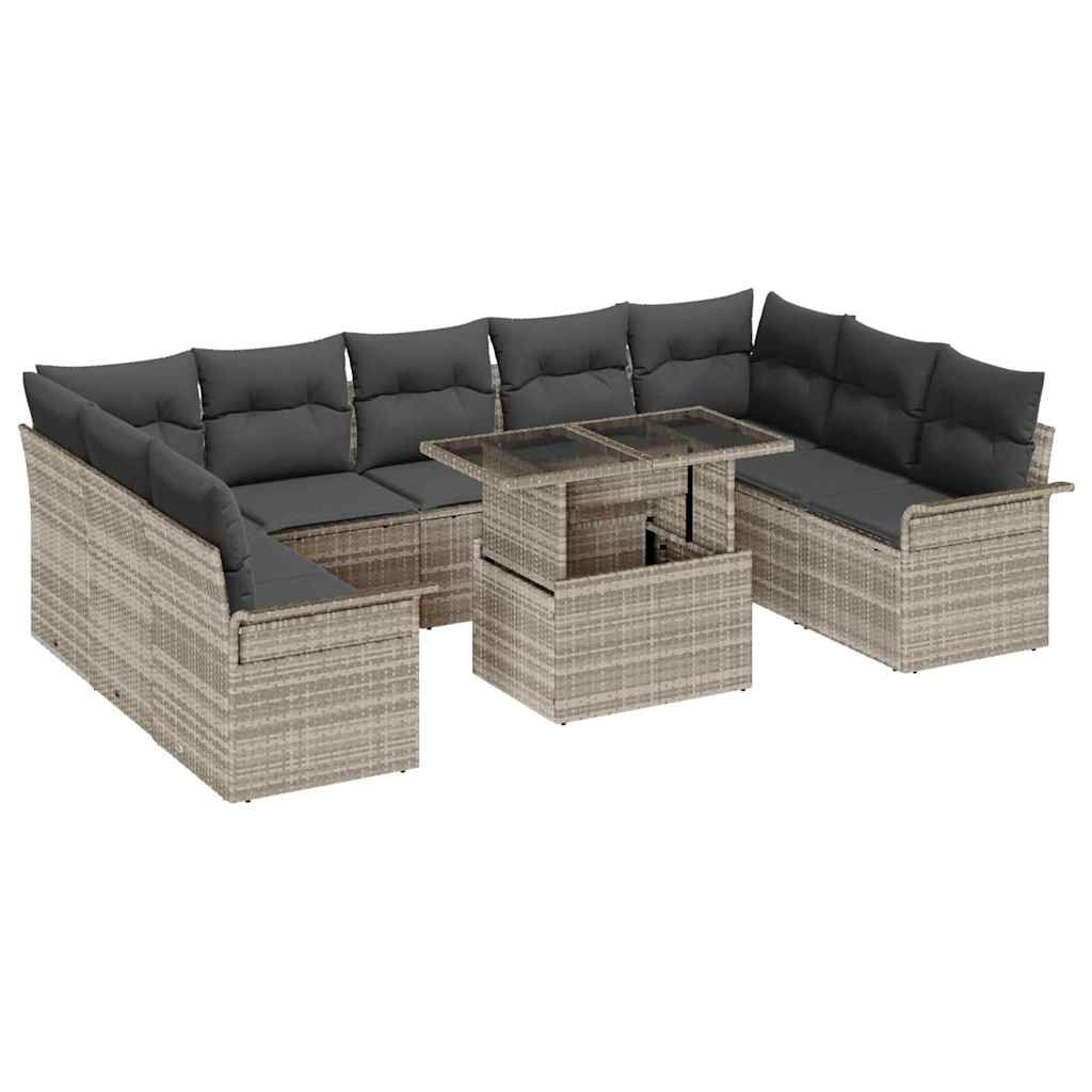 Set Divano da Giardino 10 pz Grigio chiaro