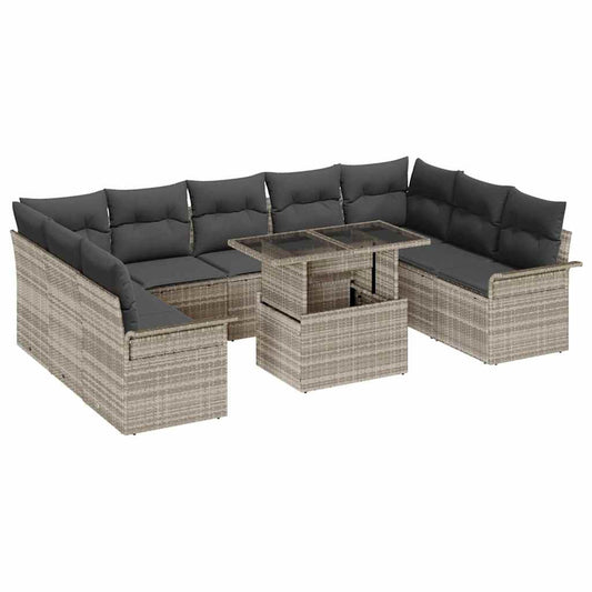 Set Divano da Giardino con cuscino 10 pcs Grigio chiaro