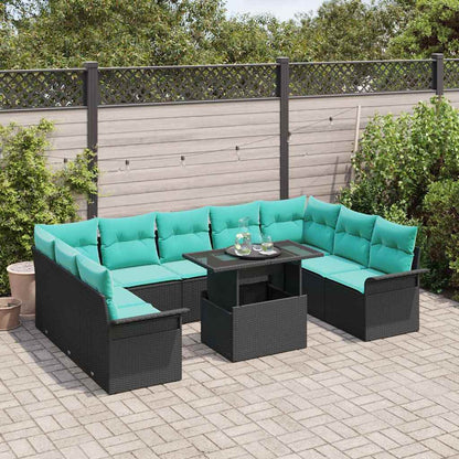 Set Divano da Giardino 10 pcs Nero Rattan in Polipropilene | homemem39