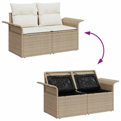 Set Divano da Giardino 11 pcs Beige Rattan in Polipropilene