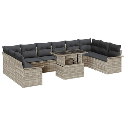 Set Divano da Giardino 11 pz Grigio chiaro