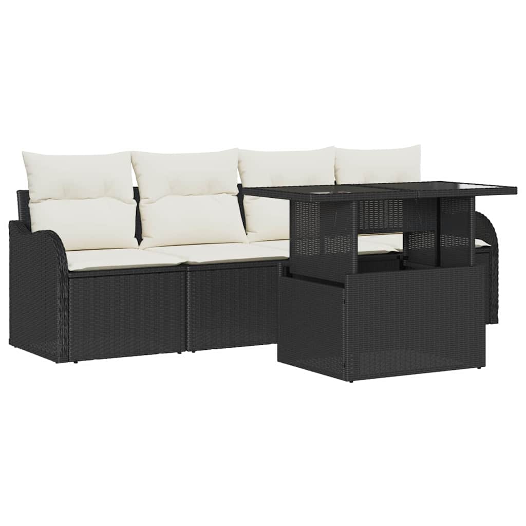 Set Divano da Giardino 5 pz 4-Numero di posti Nero