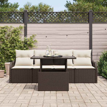 Set Divano da Giardino 5 pz 4-Numero di posti Marrone | homemem39