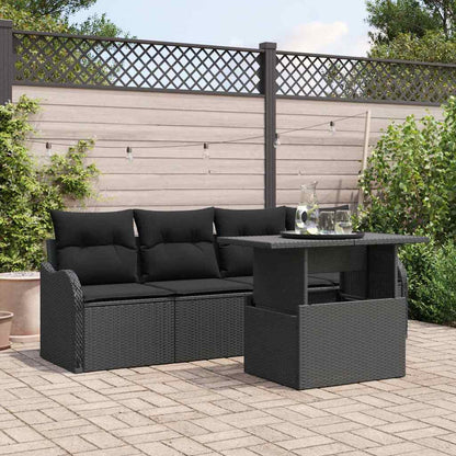 Set Divano da Giardino 5 pz 4-Numero di posti Nero