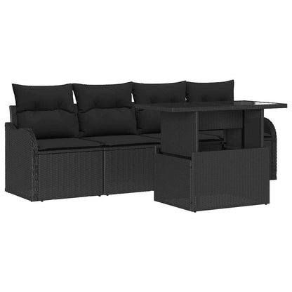 Set Divano da Giardino 5 pz 4-Numero di posti Nero