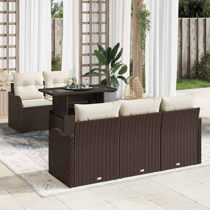 Set Divano da Giardino 6 pz Marrone Rattan in Polipropilene