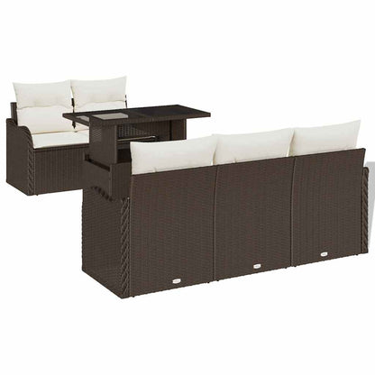 Set Divano da Giardino 6 pz Marrone Rattan in Polipropilene | homemem39