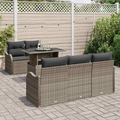Set Divano da Giardino 6 pz Grigio Rattan in Polipropilene