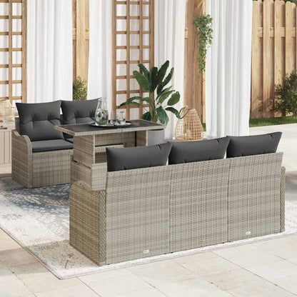Set Divano da Giardino 6 pz Grigio chiaro