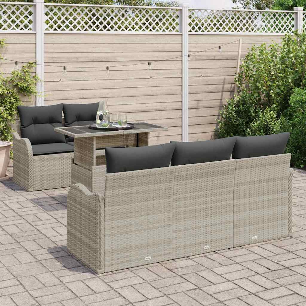 Set Divano da Giardino 6 pz Grigio chiaro