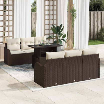 Set Divano da Giardino 7 pz 6-Numero di posti Marrone | homemem39