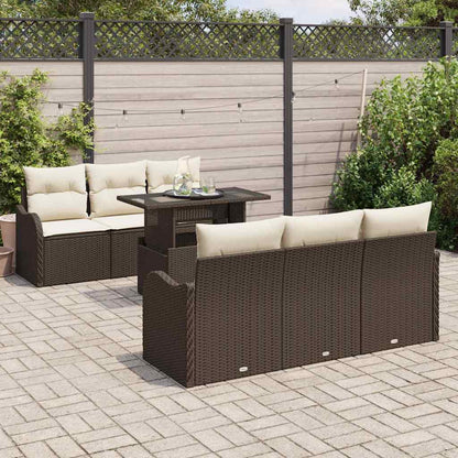 Set Divano da Giardino 7 pz 6-Numero di posti Marrone | homemem39
