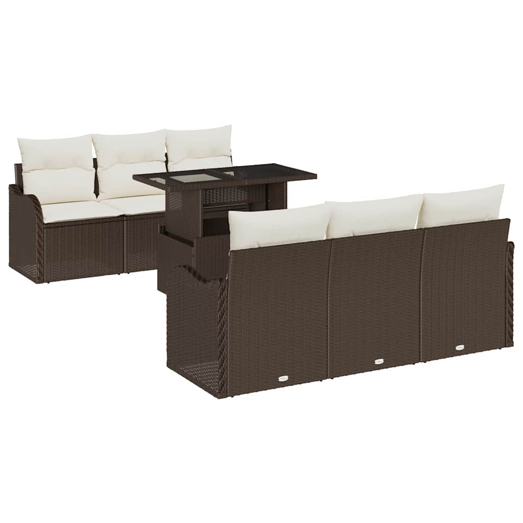 Set Divano da Giardino 7 pz 6-Numero di posti Marrone | homemem39