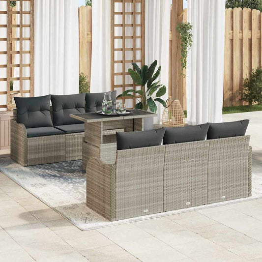 Set Divano da Giardino con cuscino 7 pcs Grigio chiaro