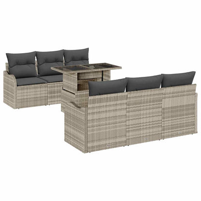 Set Divano da Giardino 7 pz 6-Numero di posti Grigio chiaro