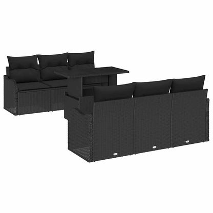 Set Divano da Giardino 7 pz 6-Numero di posti Nero