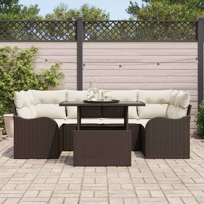 Set Divano da Giardino 7 pz 6-Numero di posti Marrone | homemem39