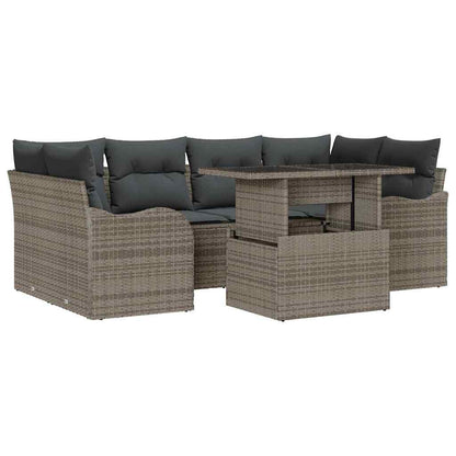 Set Divano da Giardino 7 pz 6-Numero di posti Grigio