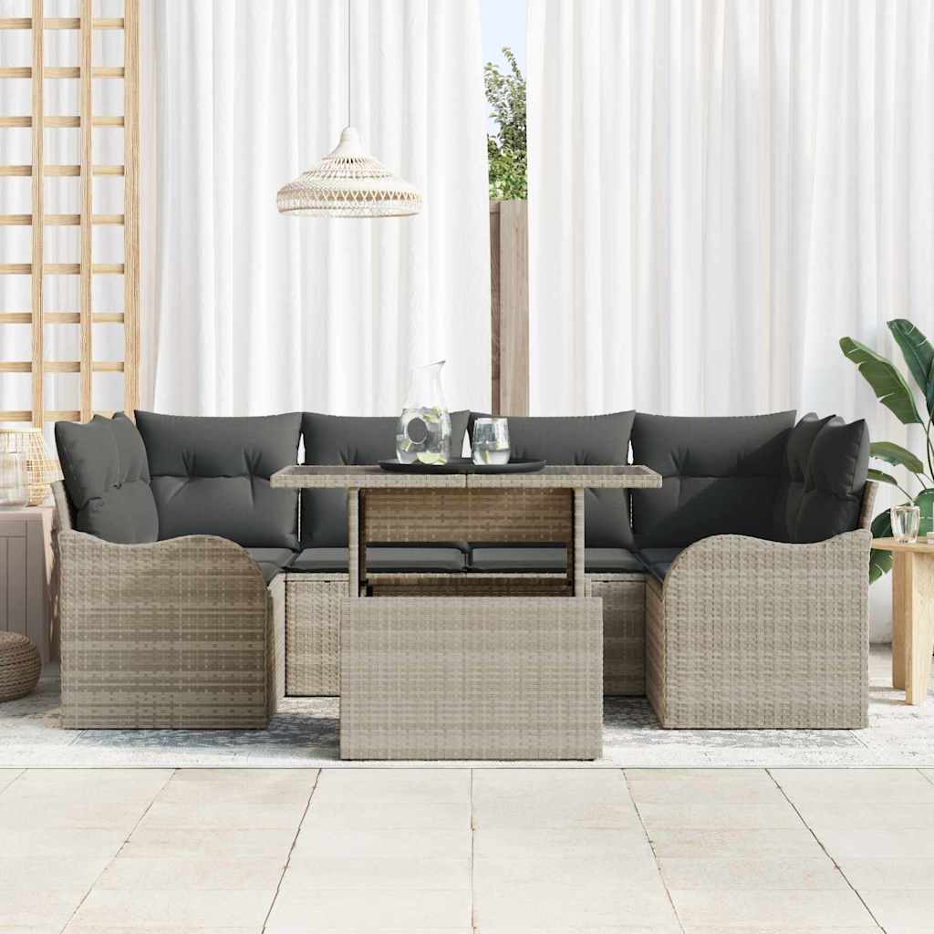Set Divano da Giardino 7 pz 6-Numero di posti Grigio chiaro