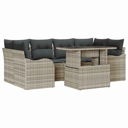 Set Divano da Giardino 7 pz 6-Numero di posti Grigio chiaro