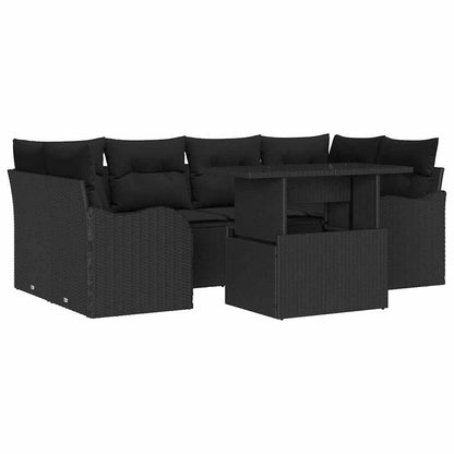 Set Divano da Giardino 7 pz 6-Numero di posti Nero