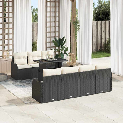 Set Divano da Giardino 8 pz 7-Numero di posti Nero