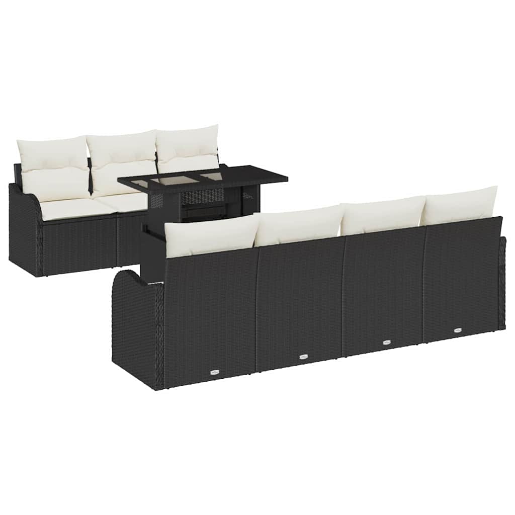Set Divano da Giardino 8 pz 7-Numero di posti Nero