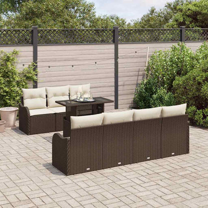 Set Divano da Giardino 8 pz 7-Numero di posti Marrone | homemem39