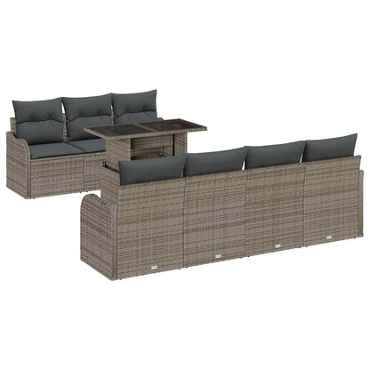 Set Divano da Giardino 8 pz 7-Numero di posti Grigio