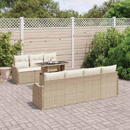 Set Divano da Giardino 8 pz 7-Numero di posti Beige