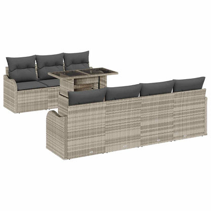 Set Divano da Giardino 8 pz 7-Numero di posti Grigio chiaro