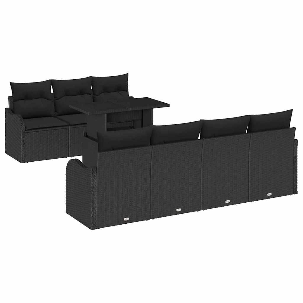 Set Divano da Giardino 8 pz 7-Numero di posti Nero