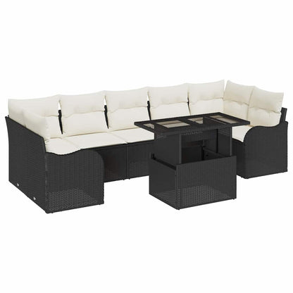 Set Divano da Giardino 8 pz 7-Numero di posti Nero