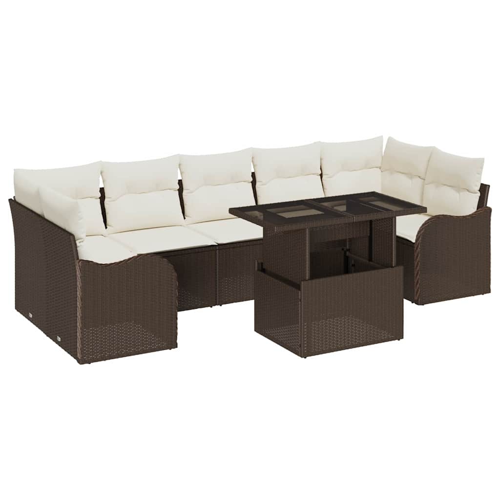 Set Divano da Giardino 8 pz 7-Numero di posti Marrone | homemem39