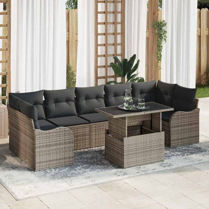 Set Divano da Giardino 8 pz 7-Numero di posti Grigio