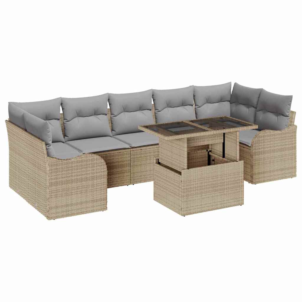 Set Divano da Giardino 8 pz 7-Numero di posti Beige