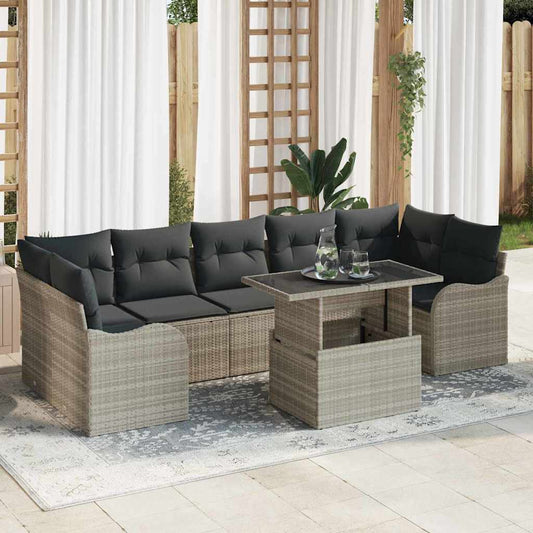 Set Divano da Giardino con cuscino 8 pcs Grigio chiaro