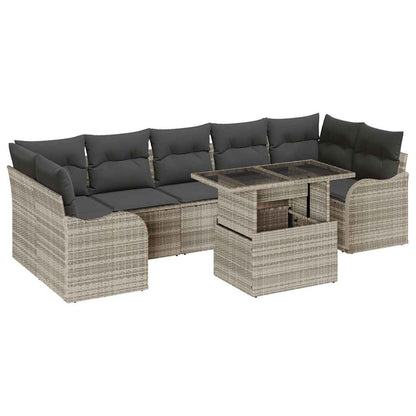 Set Divano da Giardino 8 pz 7-Numero di posti Grigio chiaro