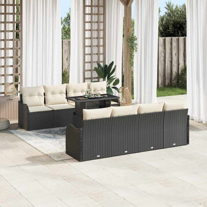 Set Divano da Giardino 9 pz 8-Numero di posti Nero
