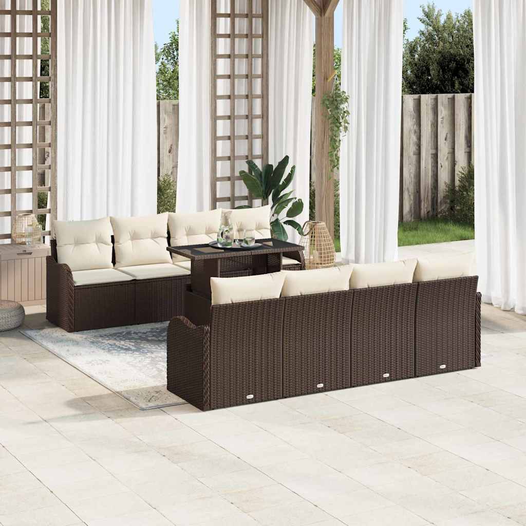 Set Divano da Giardino 9 pz 8-Numero di posti Marrone | homemem39