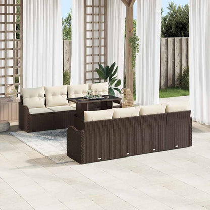 Set Divano da Giardino 9 pz 8-Numero di posti Marrone | homemem39