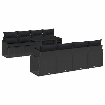 Set Divano da Giardino 9 pz 8-Numero di posti Nero