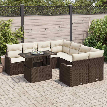 Set Divano da Giardino 9 pz 8-Numero di posti Marrone | homemem39