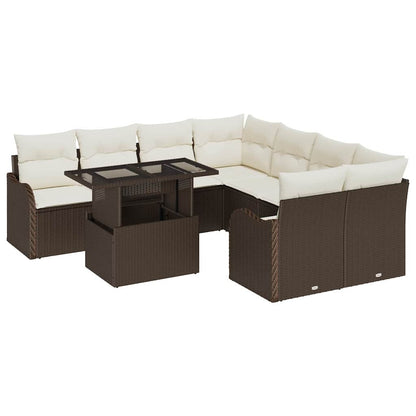 Set Divano da Giardino 9 pz 8-Numero di posti Marrone | homemem39