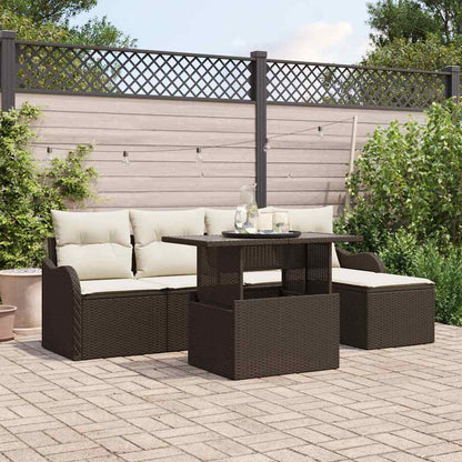 Set Divano da Giardino 6 pz Marrone [Sintetico]: Polyrattan