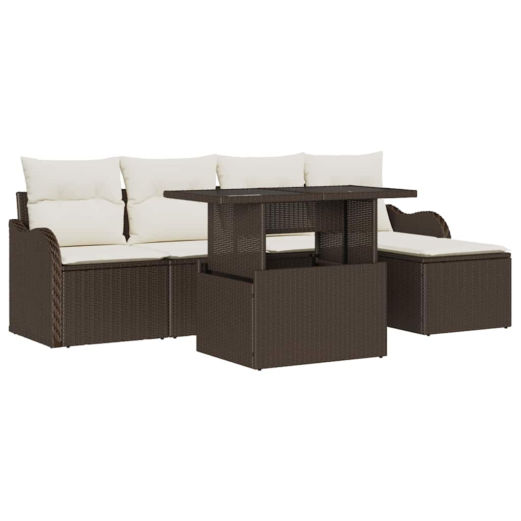 Set Divano da Giardino 6 pz Marrone [Sintetico]: Polyrattan | homemem39