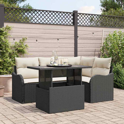 Set Divano da Giardino 5 pz Nero Rattan in Polipropilene