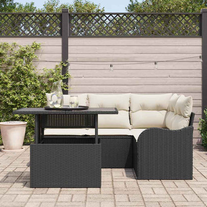 Set Divano da Giardino 5 pz Nero Rattan in Polipropilene