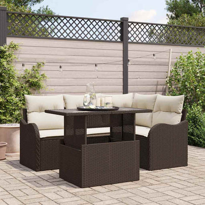 Set Divano da Giardino 5 pz Marrone Rattan in Polipropilene | homemem39
