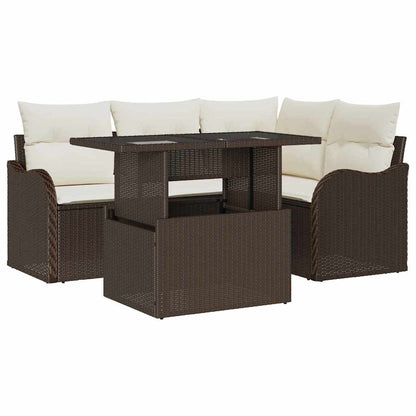 Set Divano da Giardino 5 pz Marrone Rattan in Polipropilene | homemem39